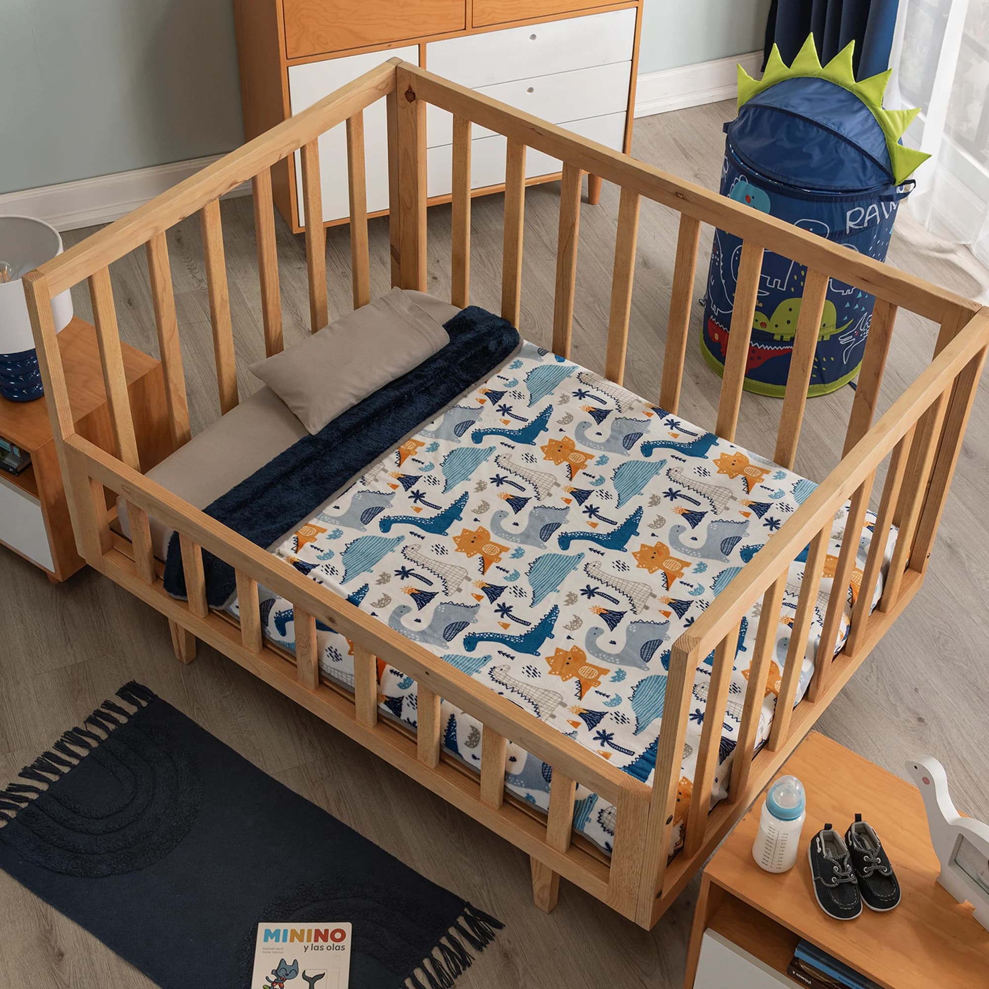 Cobertor Baby Siberia Dinosaurios, doble vista, calidad PREMIUM 2