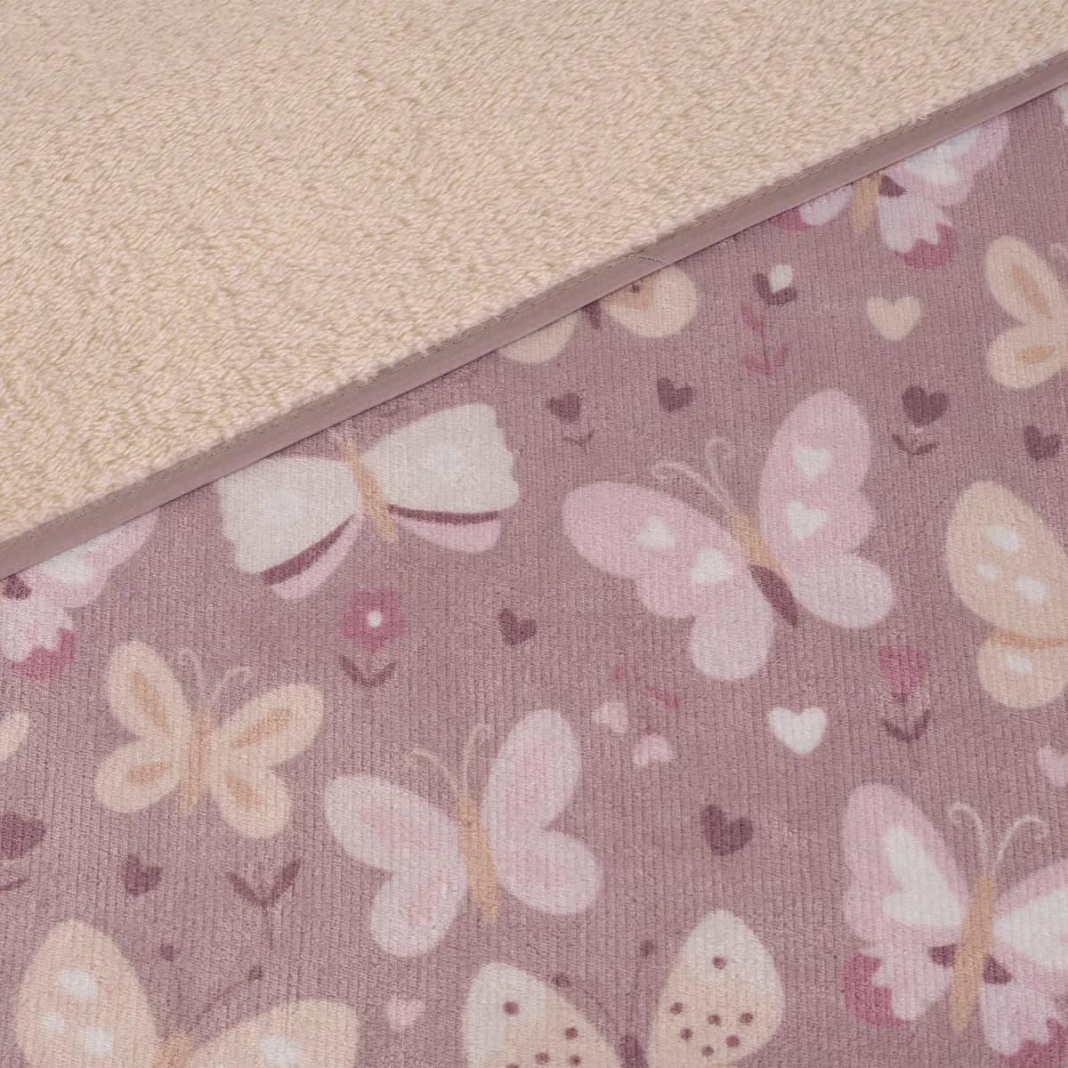 Cobertor Baby Siberia MARIPOSAS,  segunda vista con textura de borrego, tamaño CUNA 3
