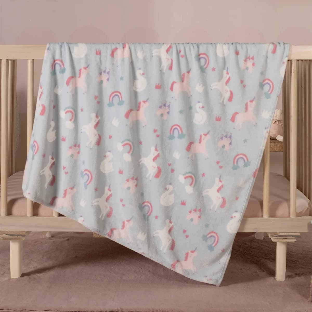 Cobertor Baby Ligero UNICORN, textura super suave, para CUNA 2