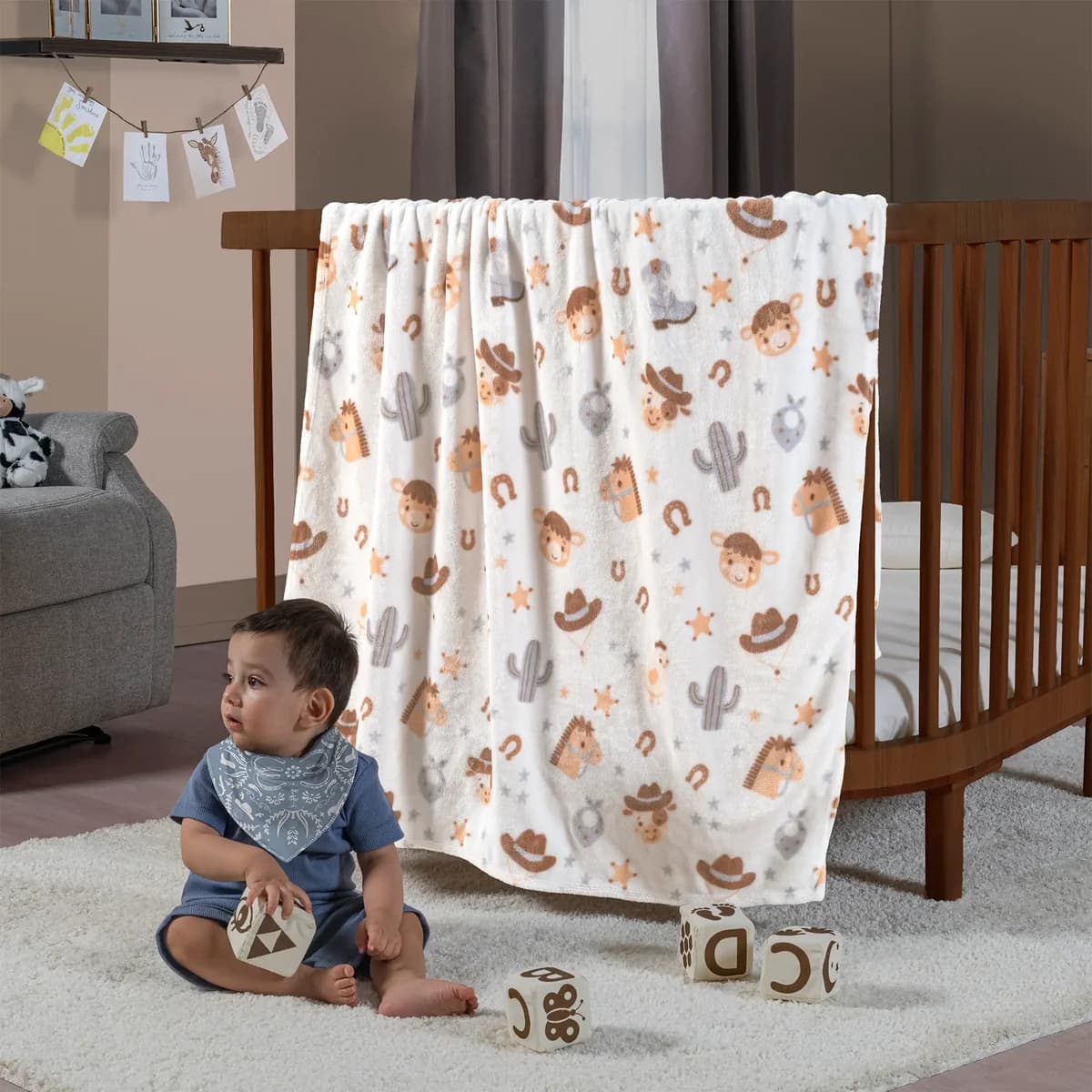Cobertor Baby Ligero LITTLE COWBOYS, tamaño CUNA, textura super suave 2