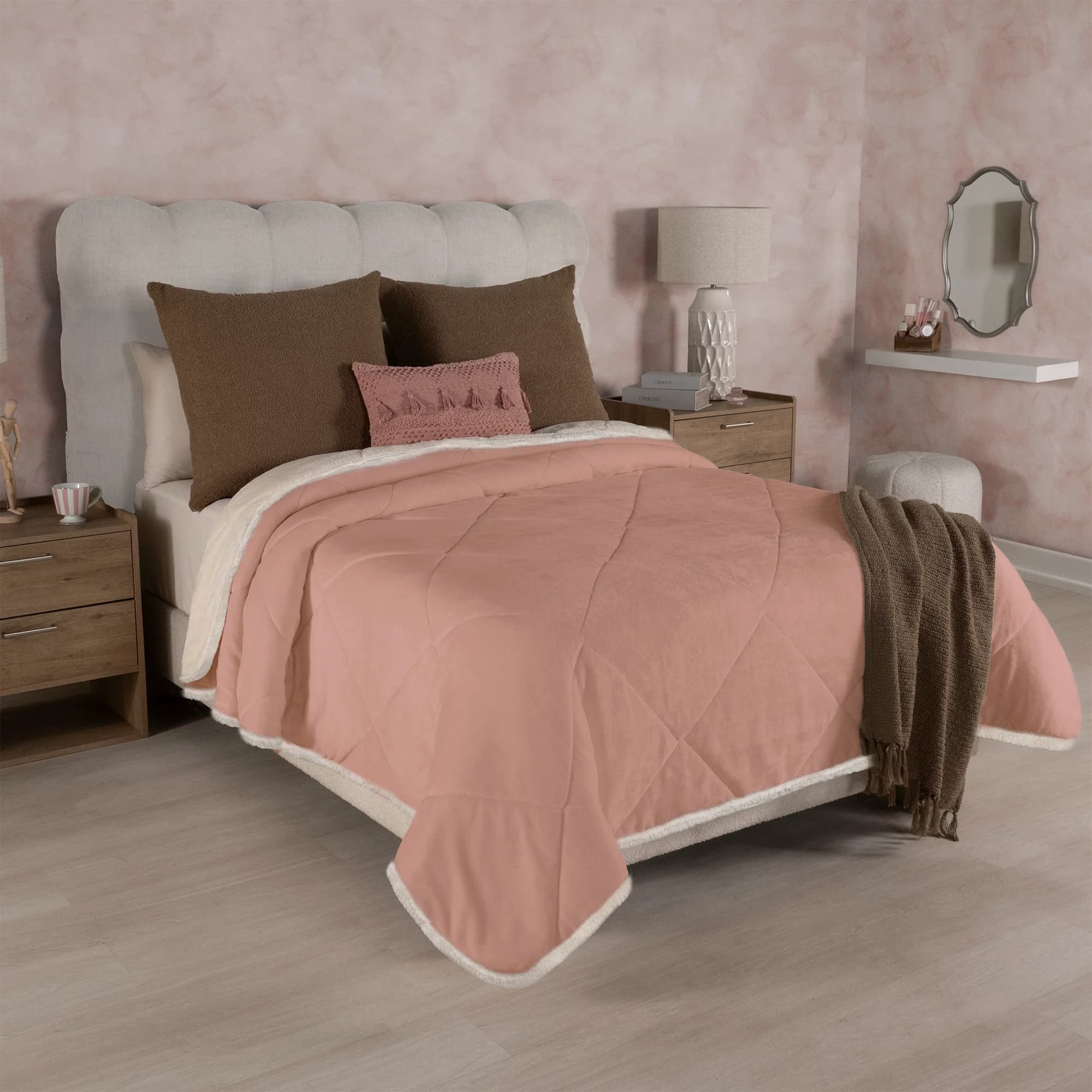 Cobertor Invernal ROSÉ, textura de borrego Premium 3