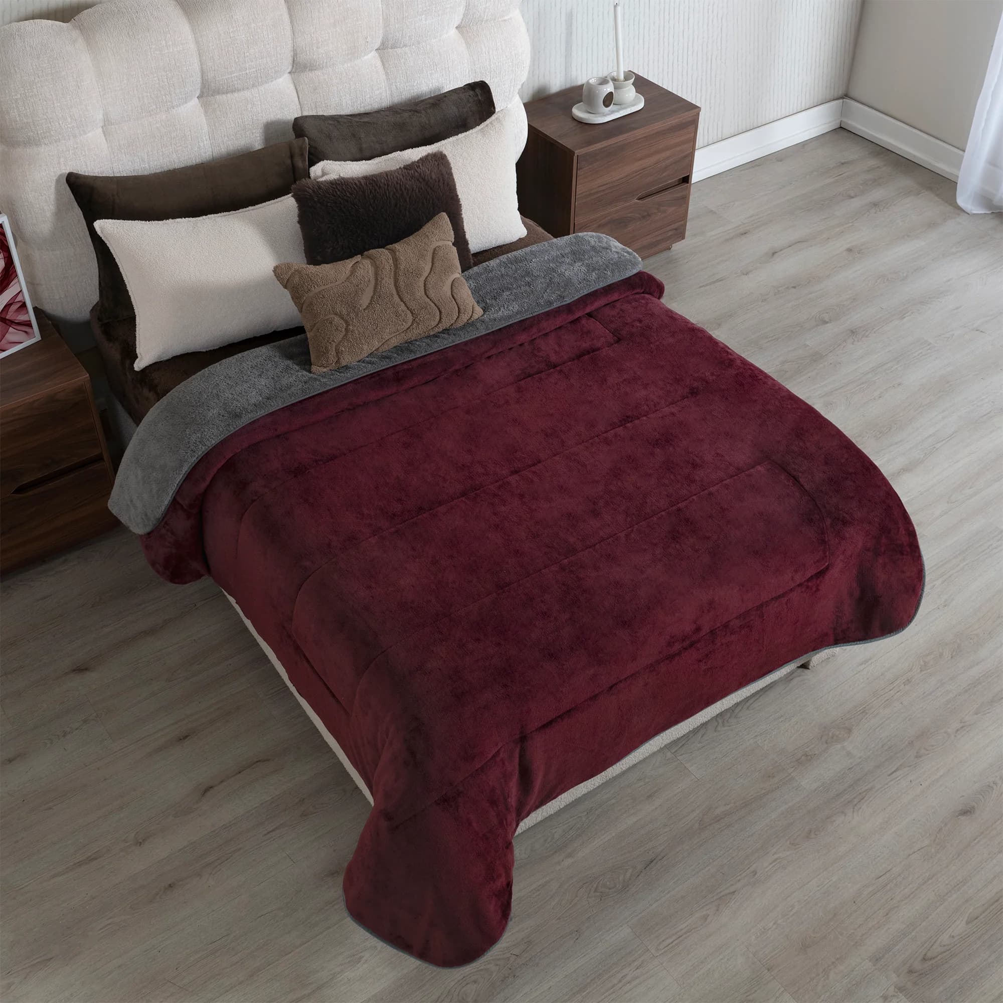 Cobertor Invernal TINTO con textura de borrego Premium 4