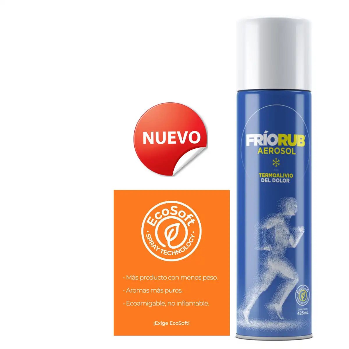 Aerosol Dolo Kalorub (para calentar) y FríoRub (para relajar), especial para deportistas, EcoSoft de 425 mL