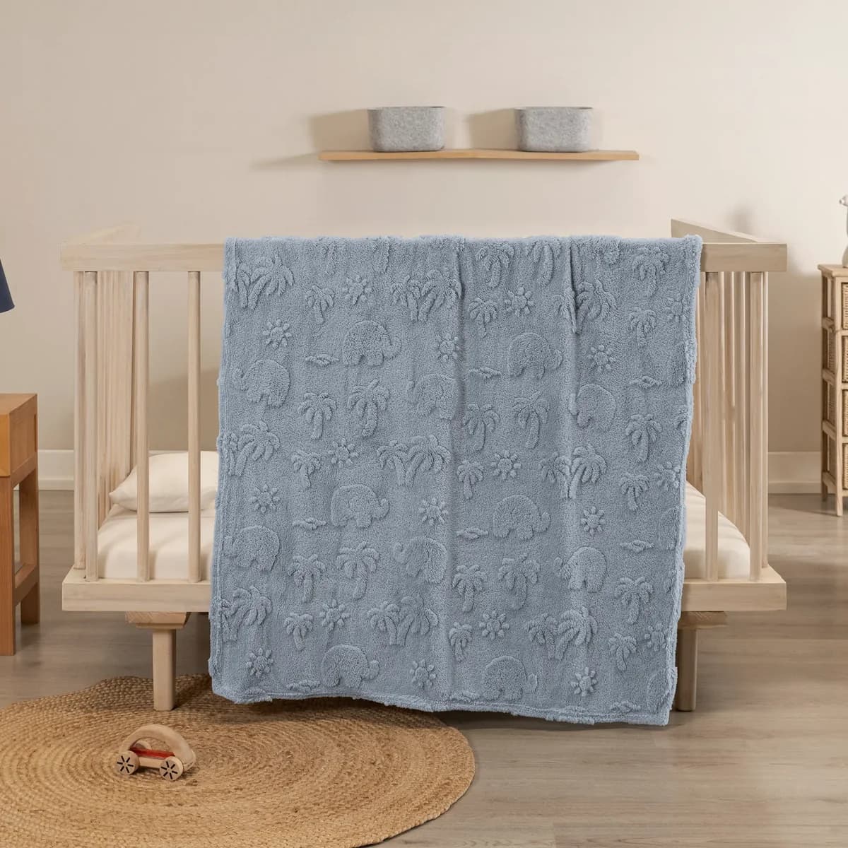 Cobertor Baby Nórdico JUNGLA, textura super suave en relieve, tamaño CUNA