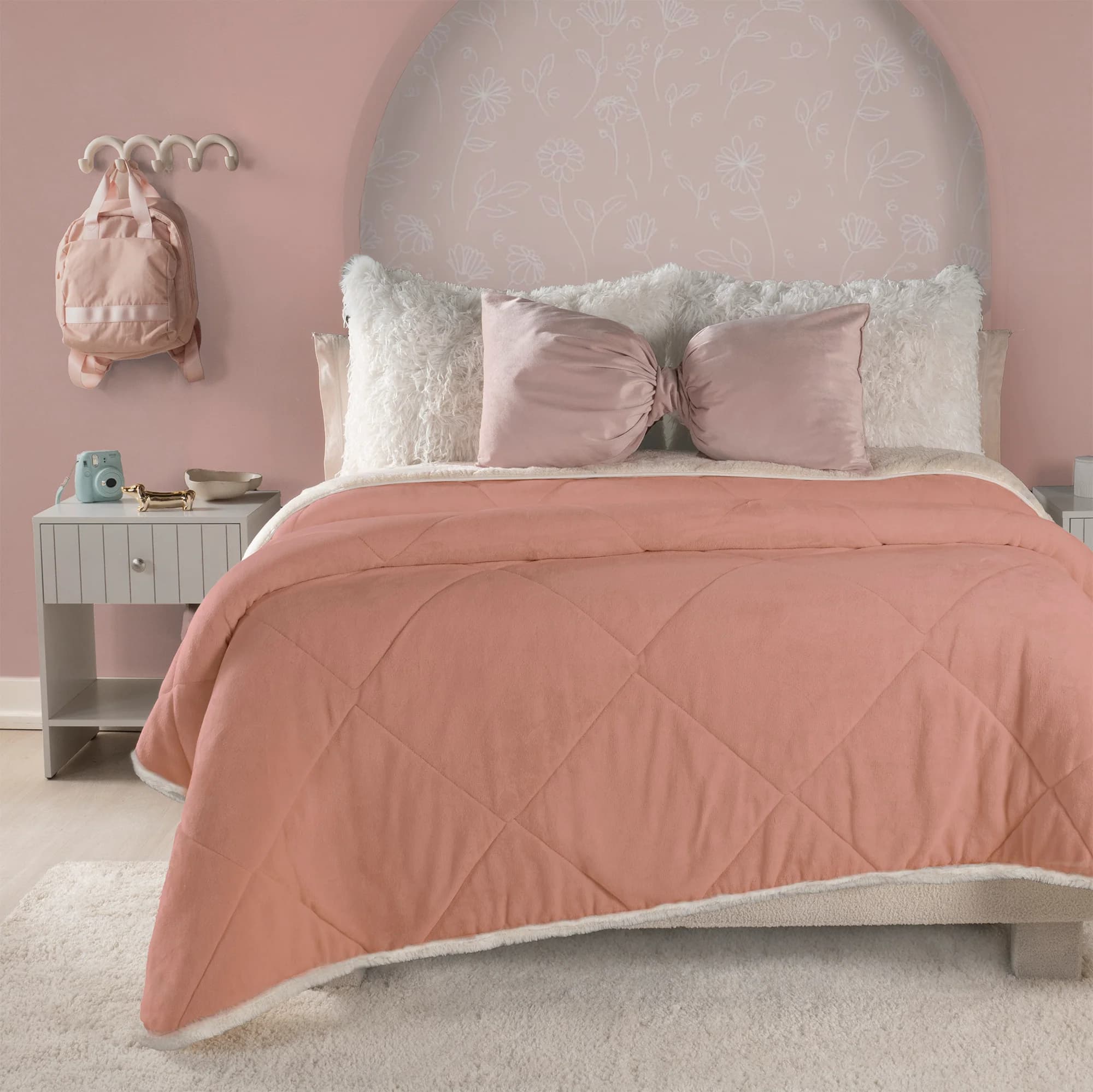 Cobertor Invernal ROSÉ, textura de borrego Premium