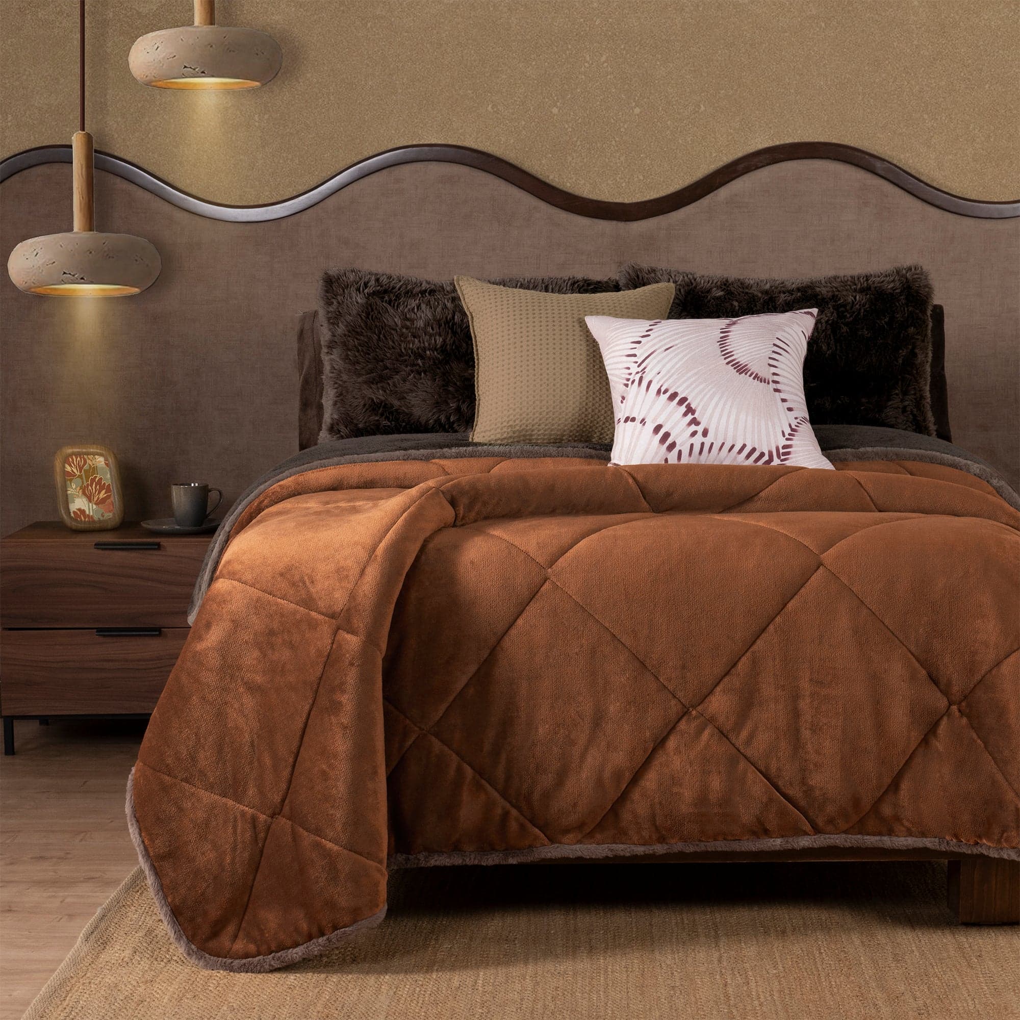 Cobertor Invernal CINNAMON, textura de borrego Premium