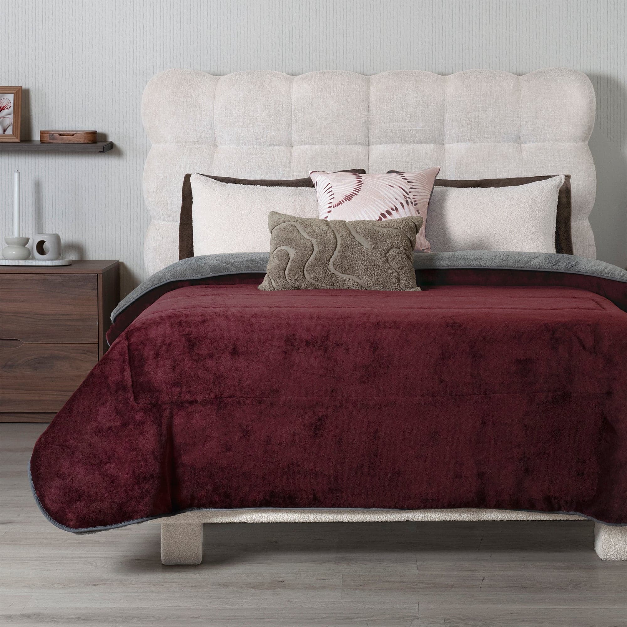 Cobertor Invernal TINTO con textura de borrego Premium