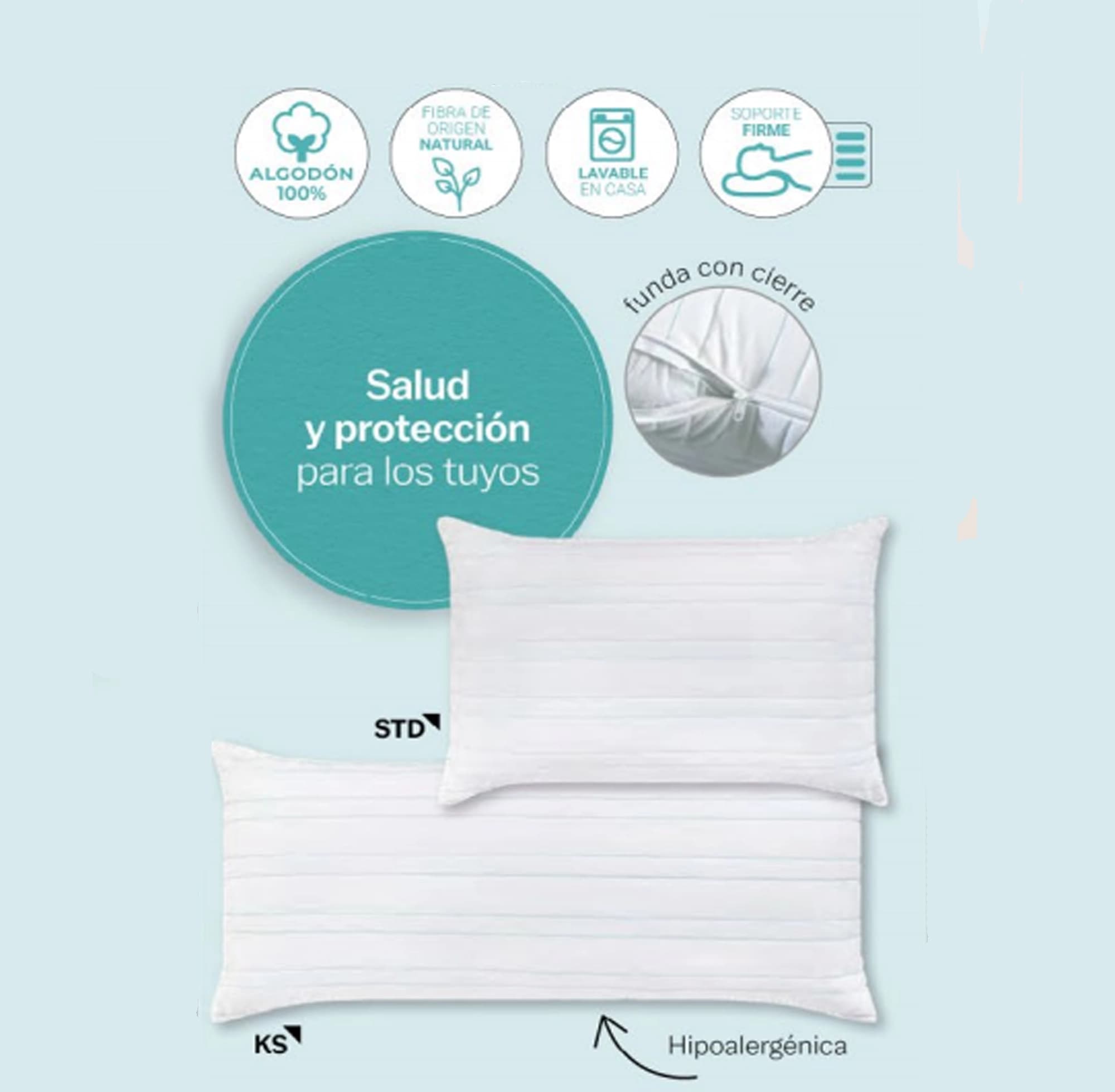 Almohadas VIALIFRESH, 100% algodón