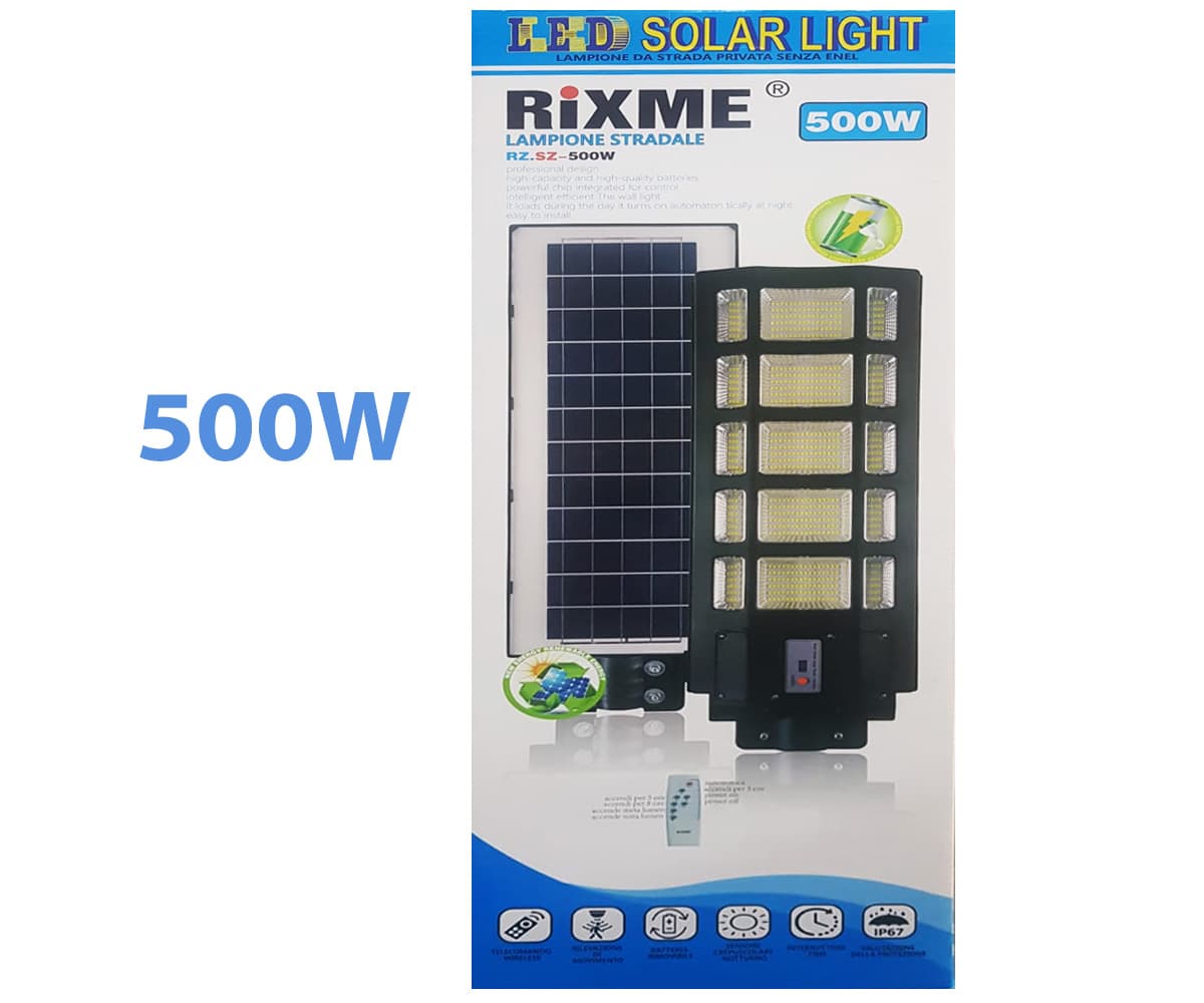 Lámparas Solares 500W RiXME con sesgos laterales