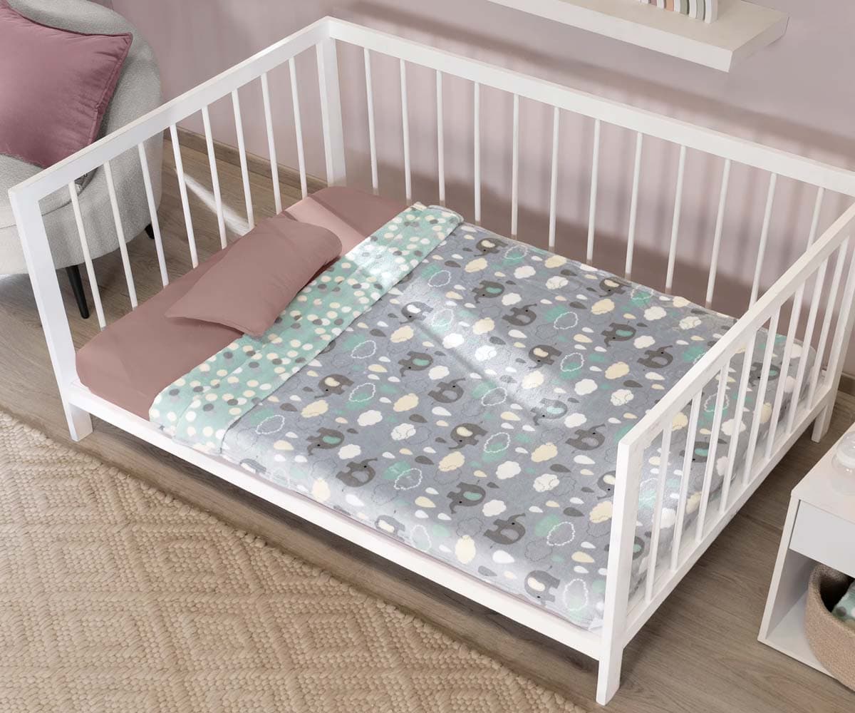 Cobertor Baby Siberial Elephant (Elefantitos), doble vista, calidad PREMIUM