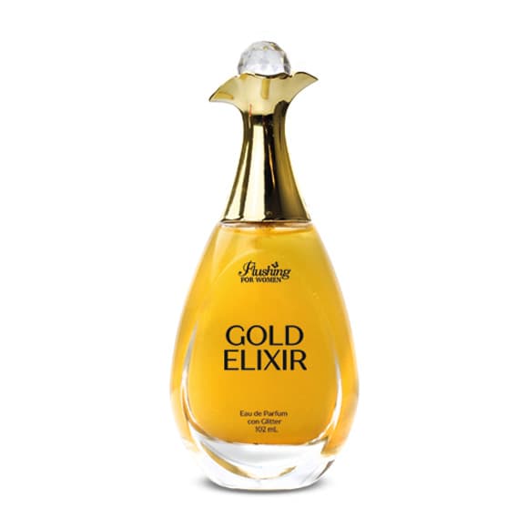 Eau de Parfum GOLD ELIXIR Flushing for Women CON GLITER , 102 mL